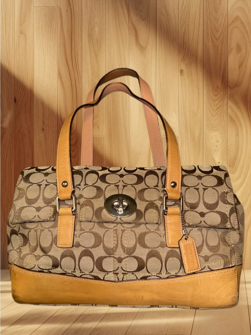 Coach Signature Turnlock Tote Shoulder Bag